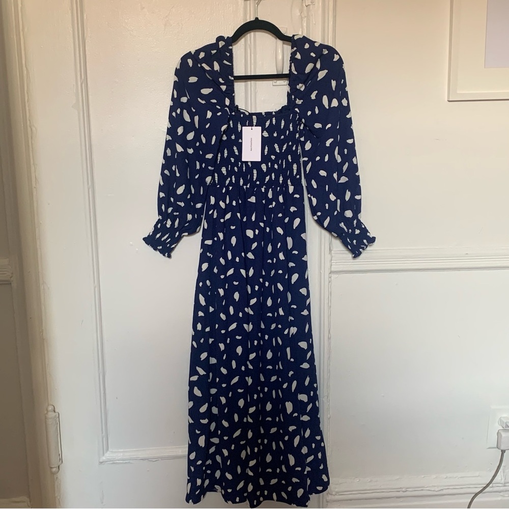 o.p.t. Smocked, Peasant sleeve dress — xs